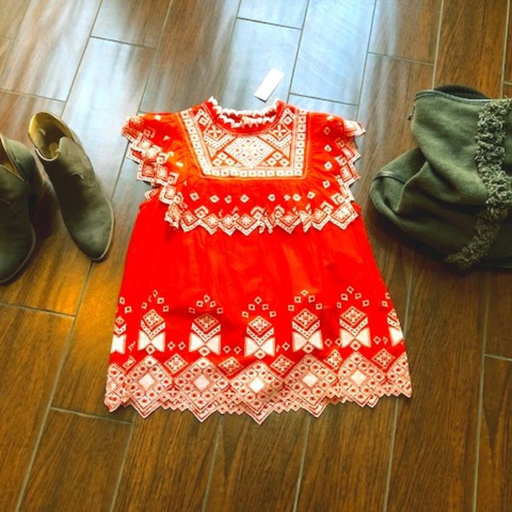Anthropologie Feather Bone Embroidered Top NWT